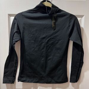 Art Club Black Mock Neck Athletic LS‎ Performance Top Base Layer Workout Shirt-L